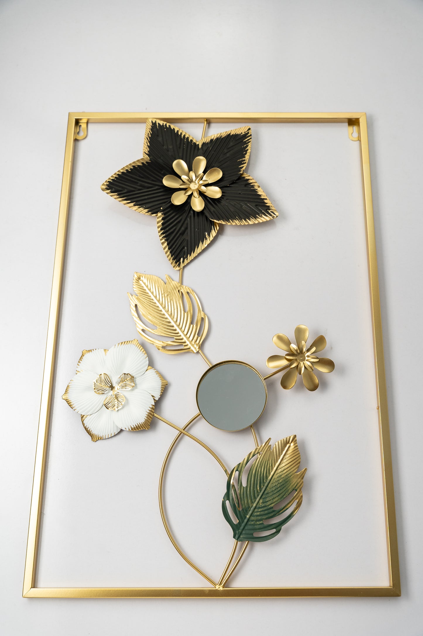 Metallic Rectangular 3D Floret Wall Hanging