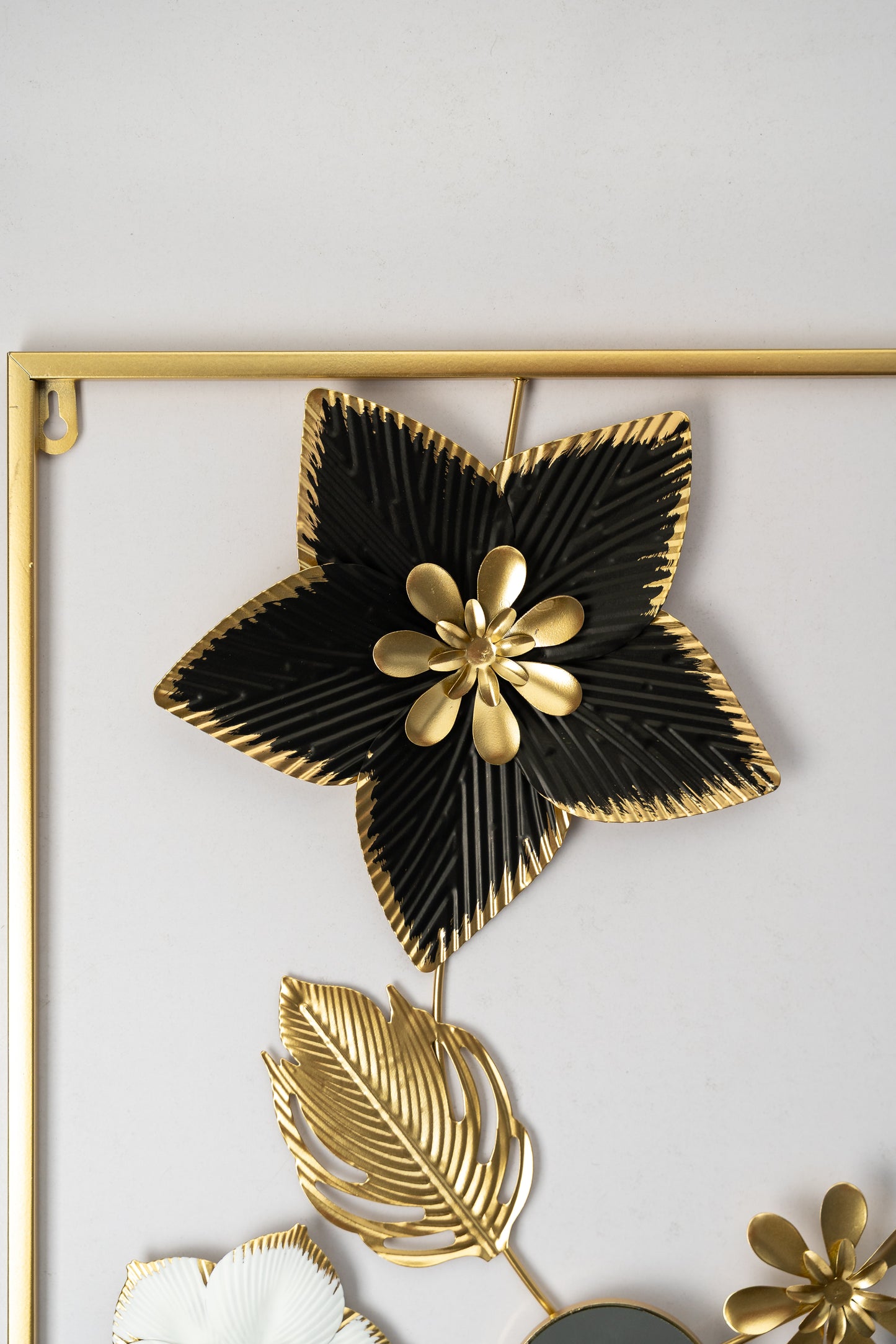 Metallic Rectangular 3D Floret Wall Hanging