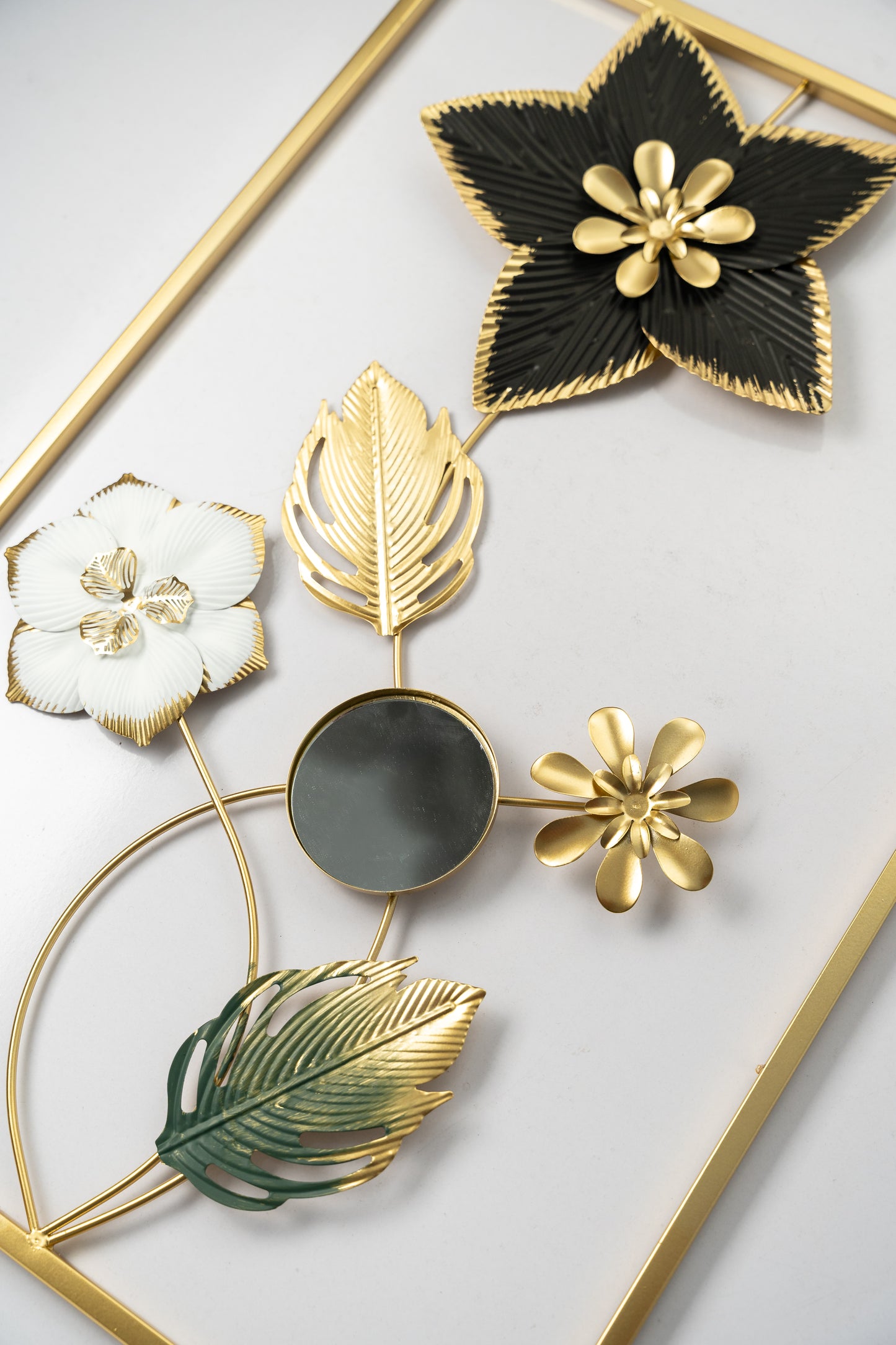 Metallic Rectangular 3D Floret Wall Hanging