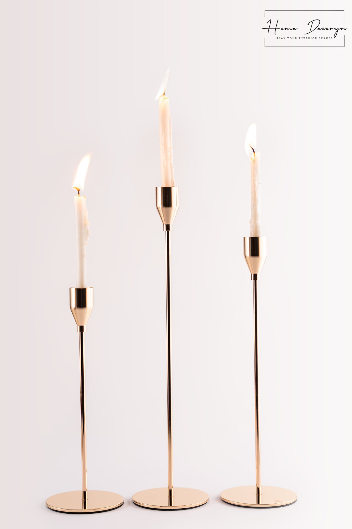 Golden Candle Holders - Set of 3