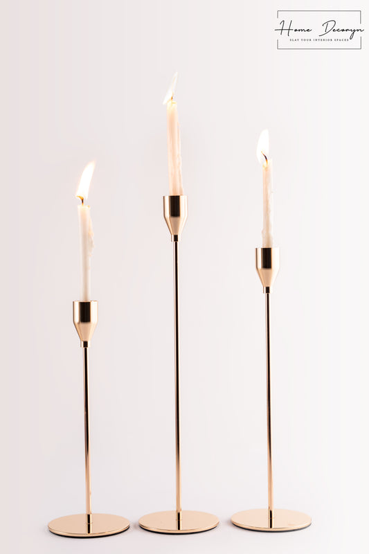 Golden Candle Holders - Set of 3