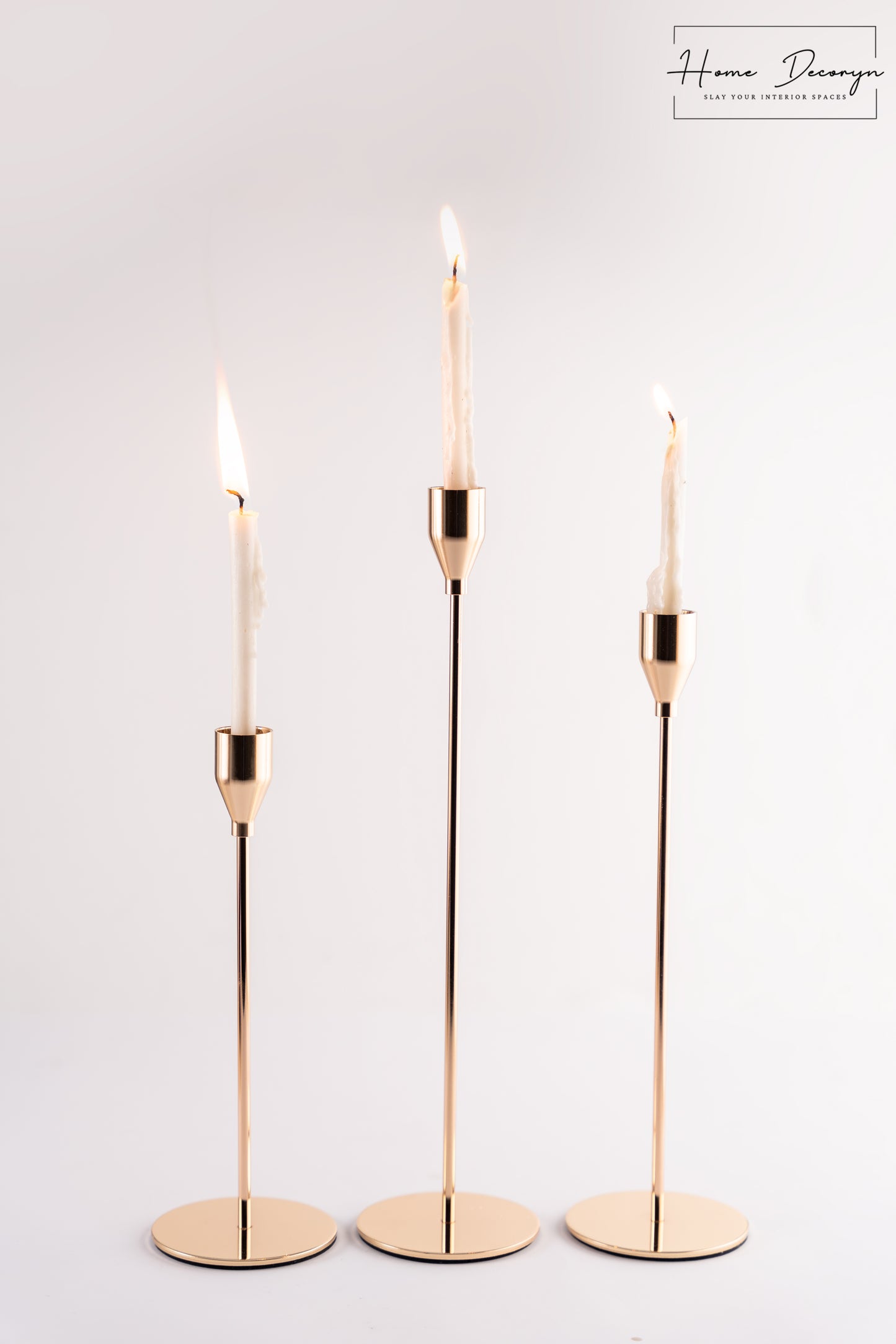 Golden Candle Holders - Set of 3