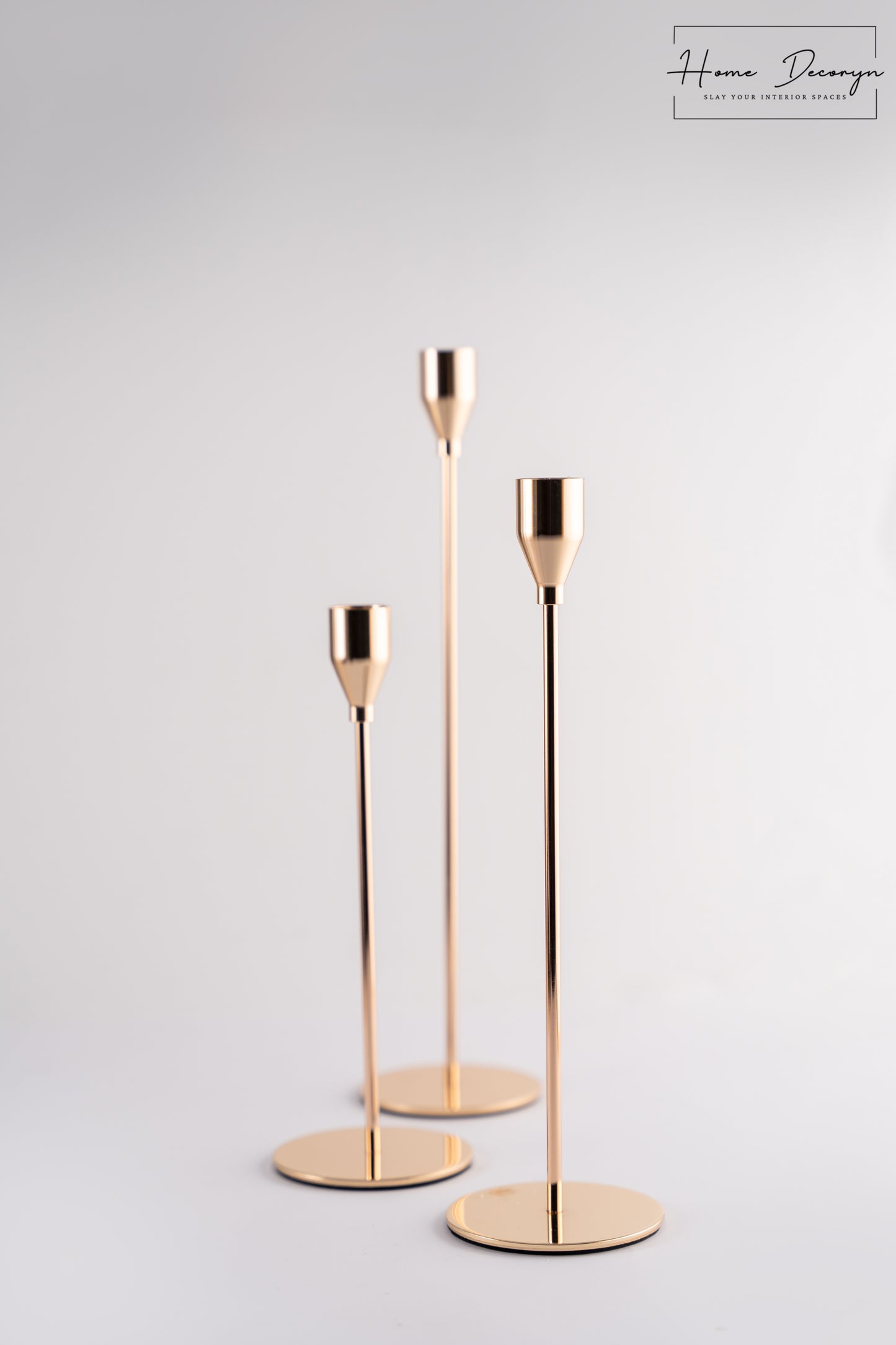 Golden Candle Holders - Set of 3