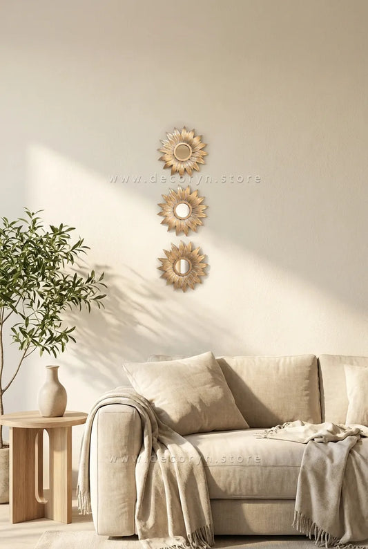 Golden Bloom Mirror Wall Accent