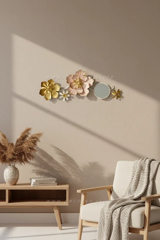 Peach Bloom Reflect Metal Wall Art