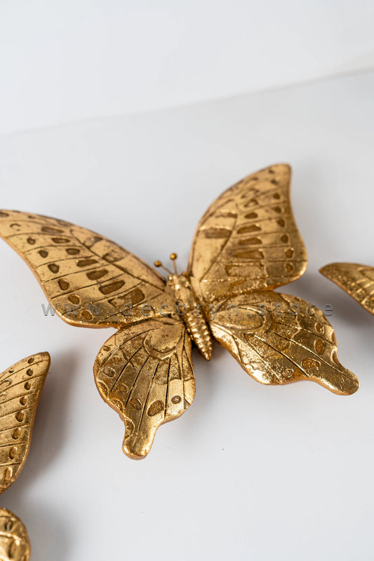Golden Butterfly Wall Décor Set (Pack of 3)