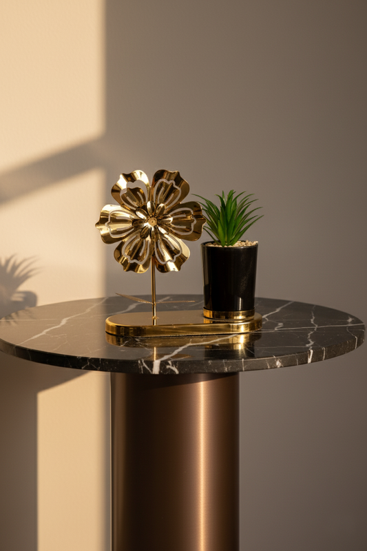 Golden Chrome Blossom Table Décor