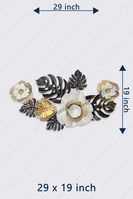 Golden Bloom Floral Metal Wall Art
