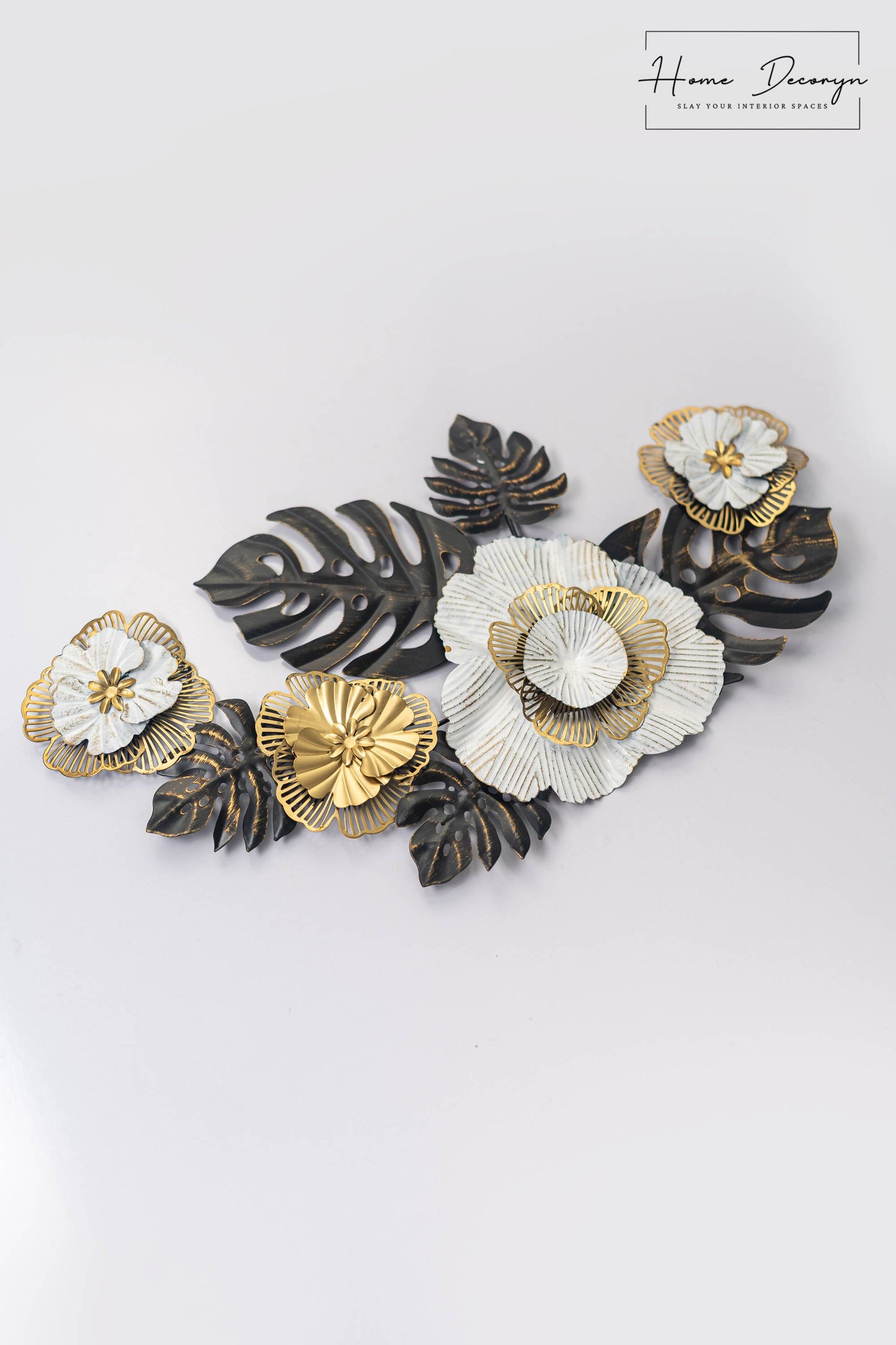 Golden Bloom Floral Metal Wall Art