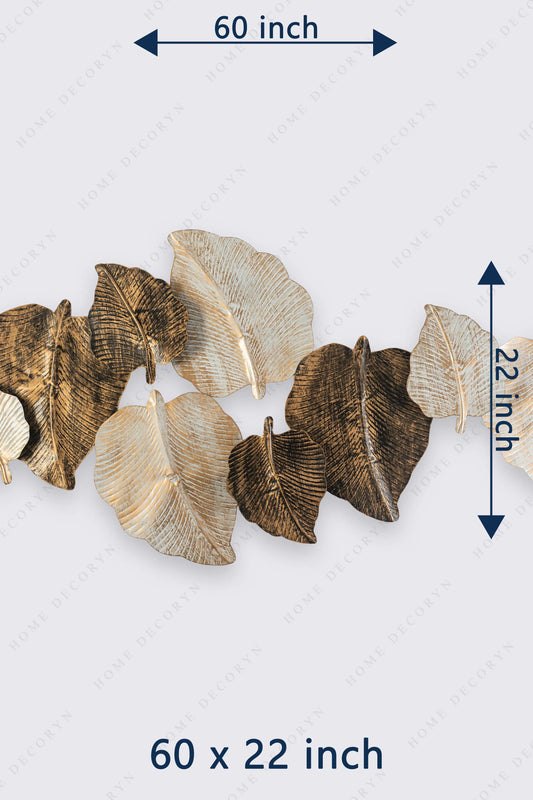 Large Metallic Leaf-Shaped Wall Hanging