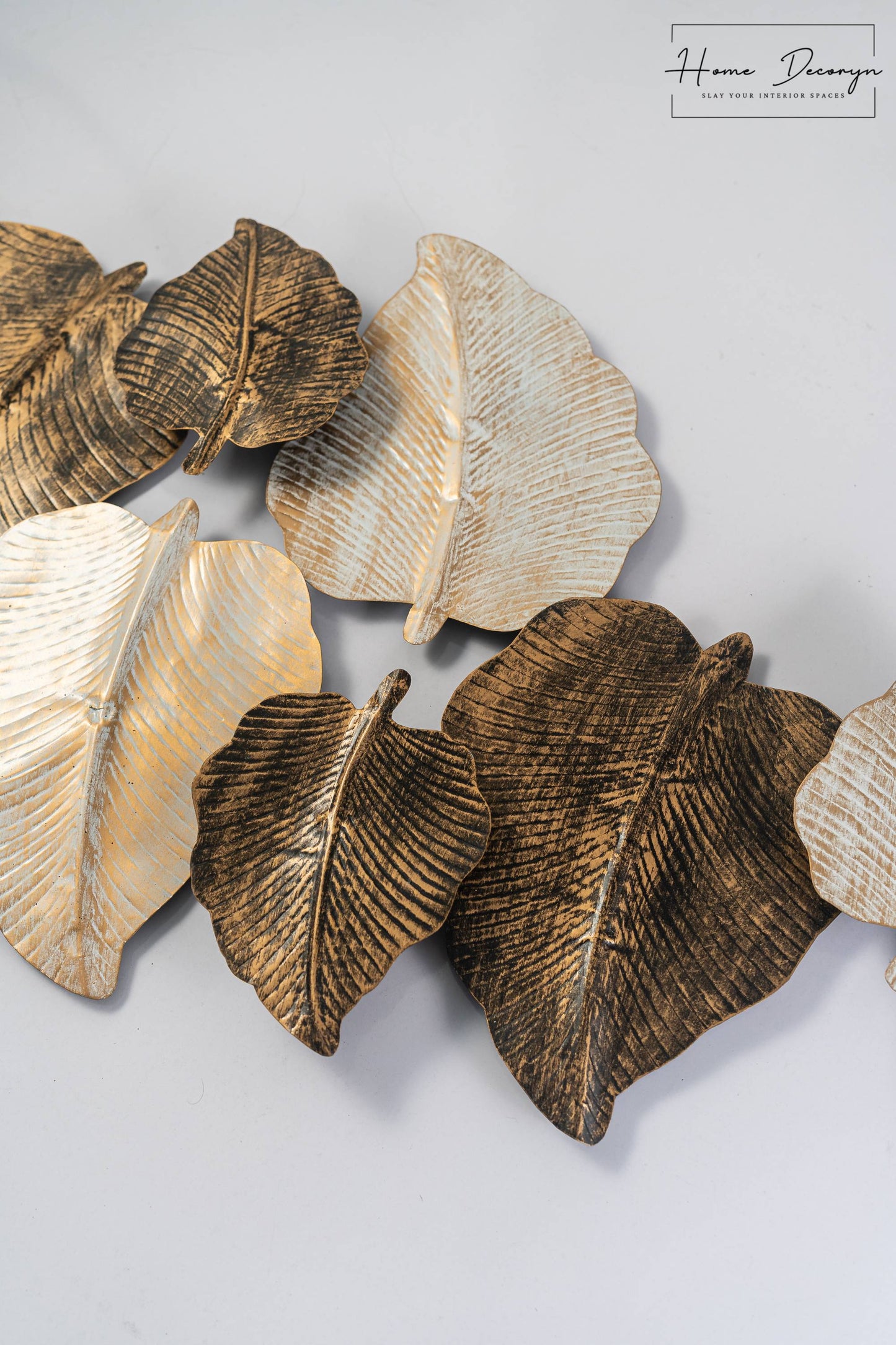 Large Metallic Leaf-Shaped Wall Hanging