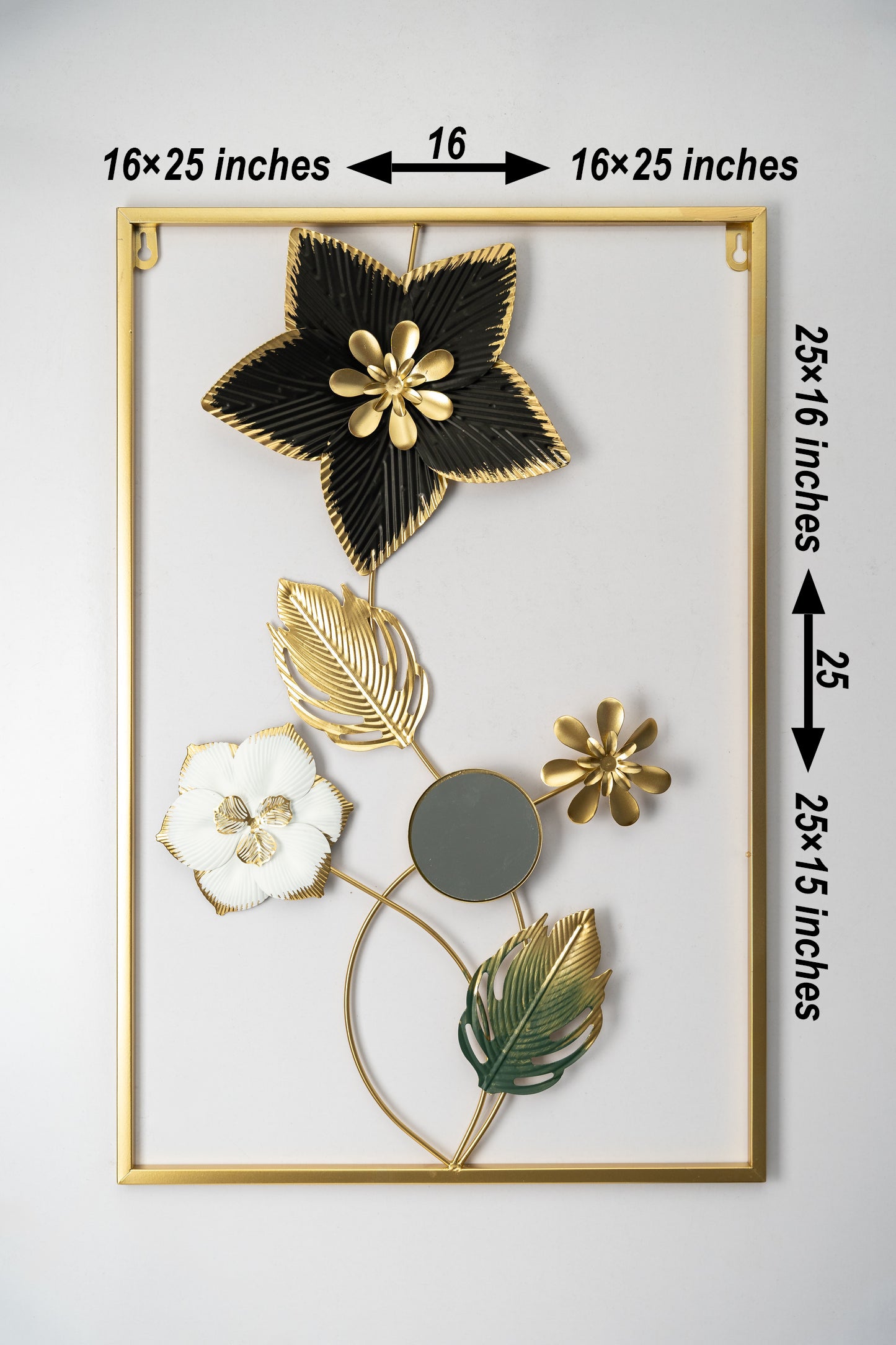 Metallic Rectangular 3D Floret Wall Hanging