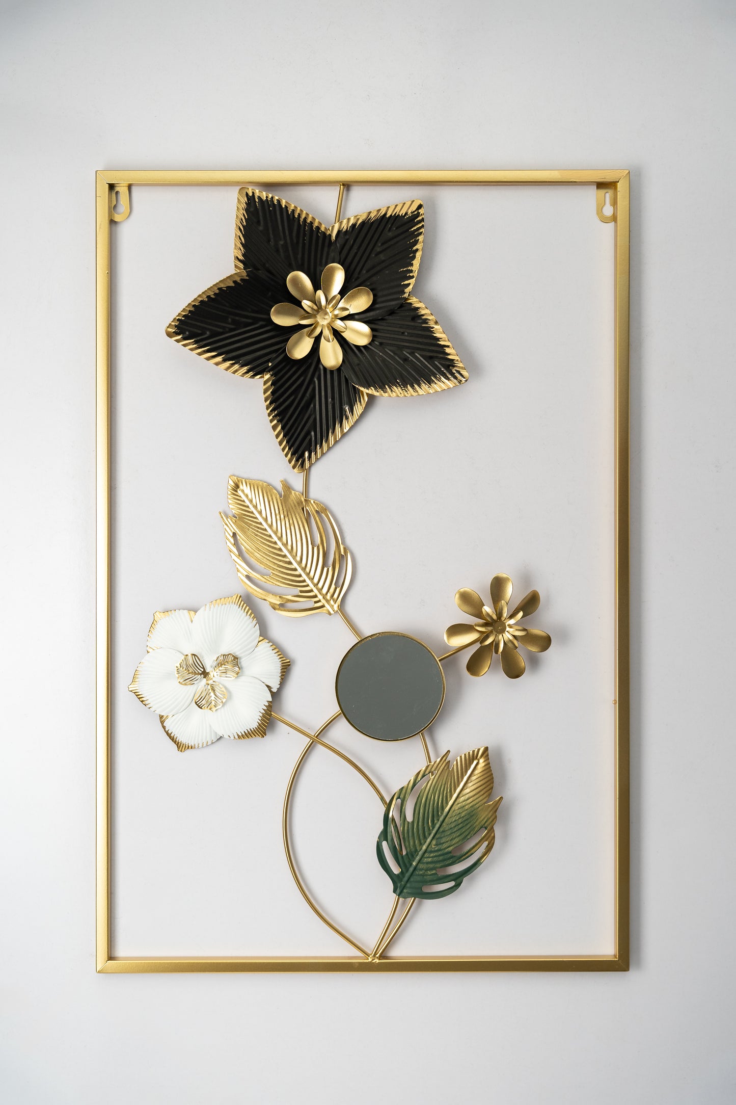 Metallic Rectangular 3D Floret Wall Hanging