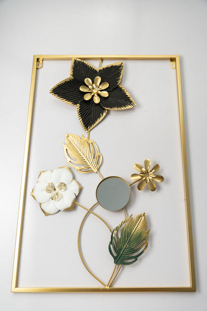 Metallic Rectangular 3D Floret Wall Hanging