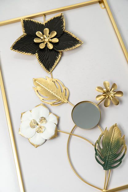 Metallic Rectangular 3D Floret Wall Hanging