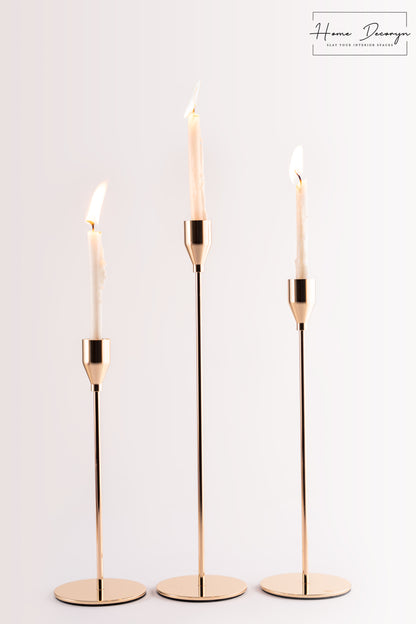 Golden Candle Holders - Set of 3