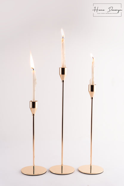 Golden Candle Holders - Set of 3