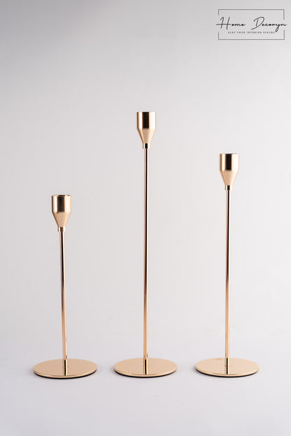 Golden Candle Holders - Set of 3