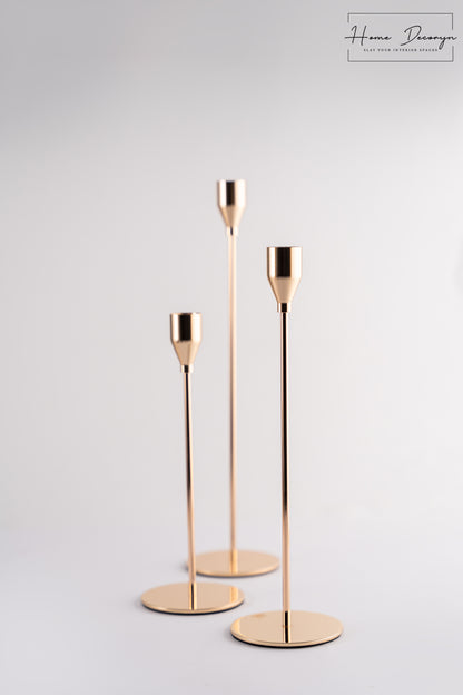 Golden Candle Holders - Set of 3