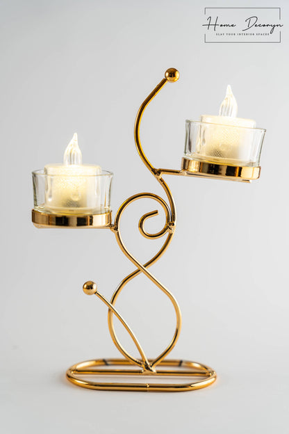 Golden Sway Dual Candle Stand