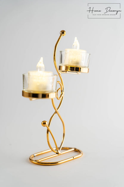 Golden Sway Dual Candle Stand
