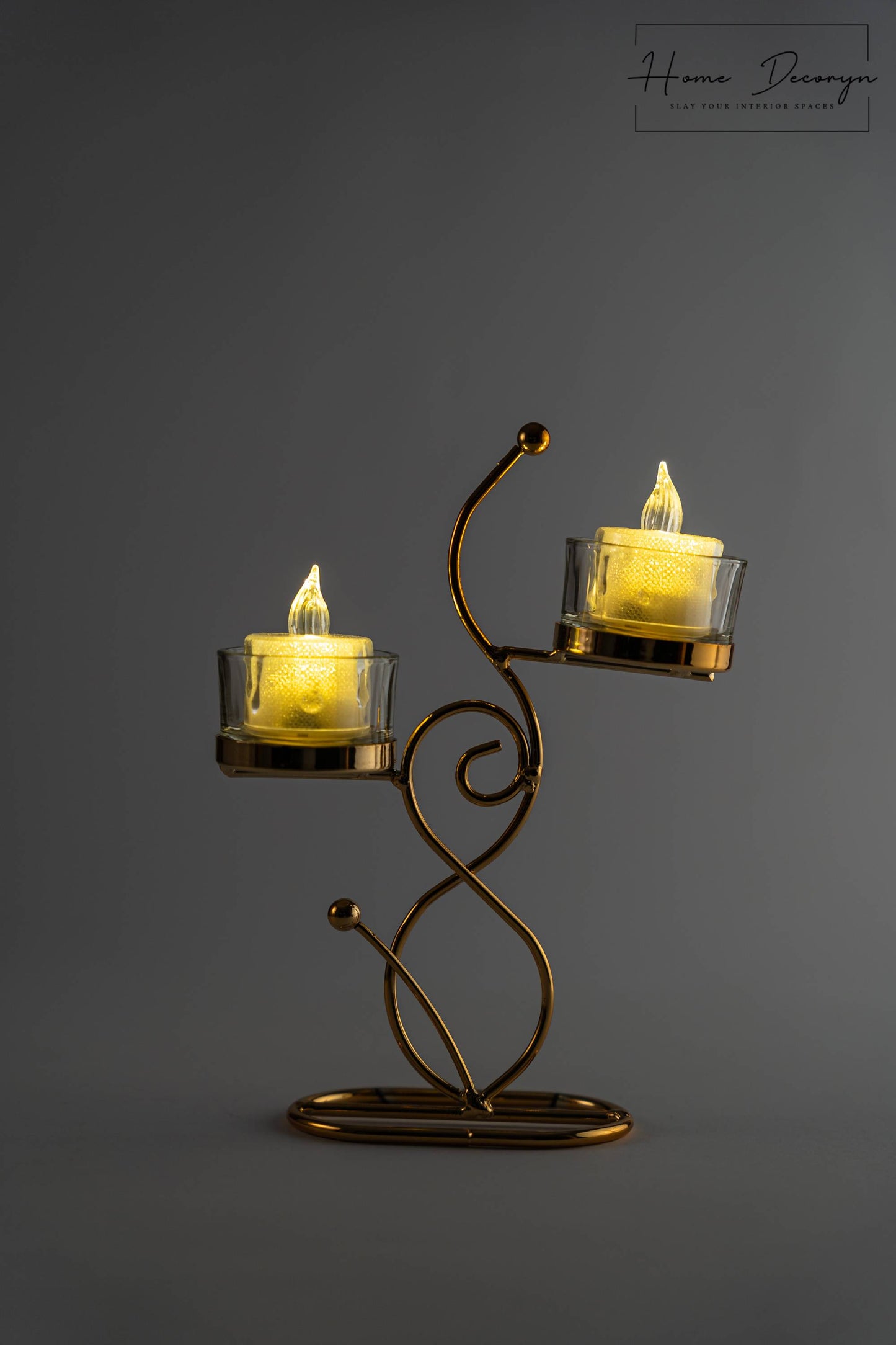 Golden Sway Dual Candle Stand