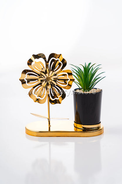 Golden Chrome Blossom Table Décor