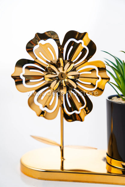 Golden Chrome Blossom Table Décor