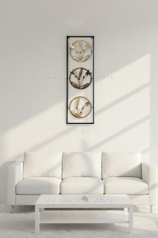 Golden Orbit Floral Wall Frame