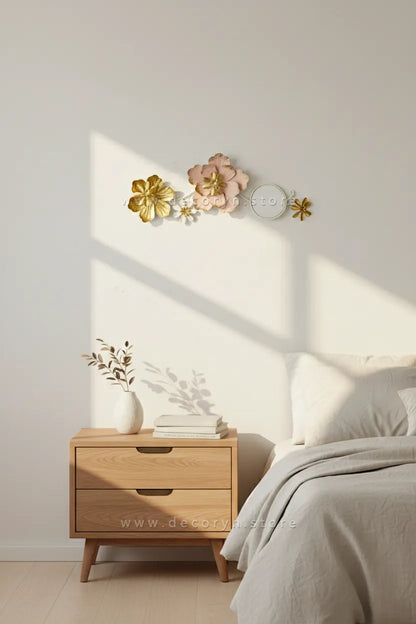 Peach Bloom Reflect Metal Wall Art