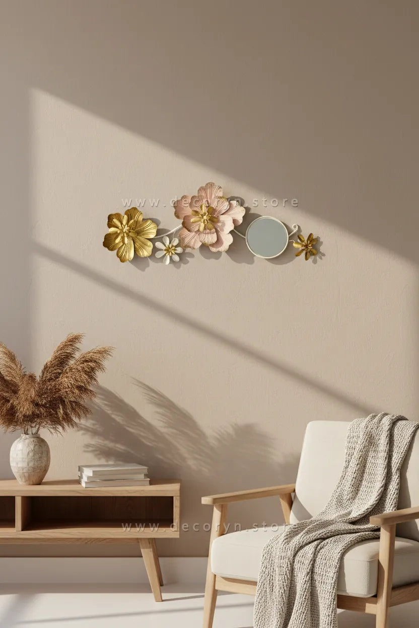 Peach Bloom Reflect Metal Wall Art