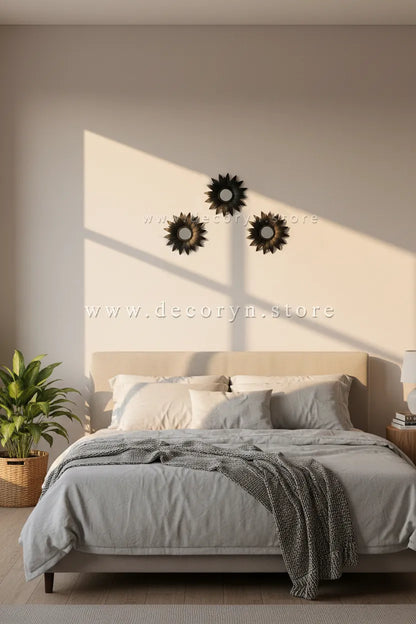 Midnight Bloom Mirror Wall Accent - 3pcs