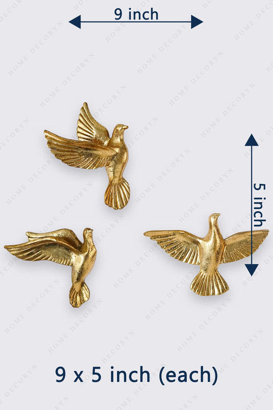 Golden Flight Wall Bird Sculptures – Set of 6