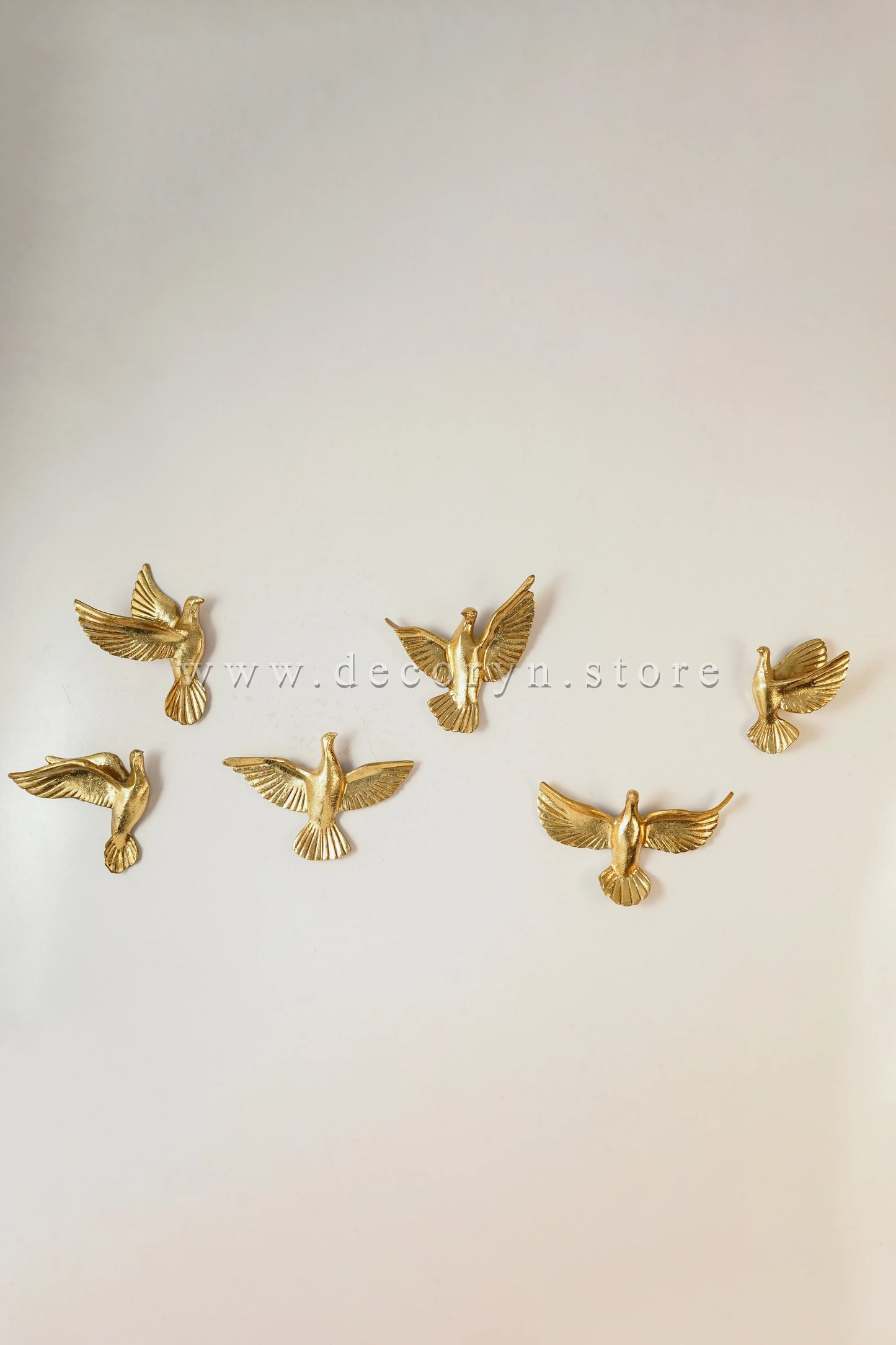 Golden Flight Wall Bird Sculptures – Set of 6