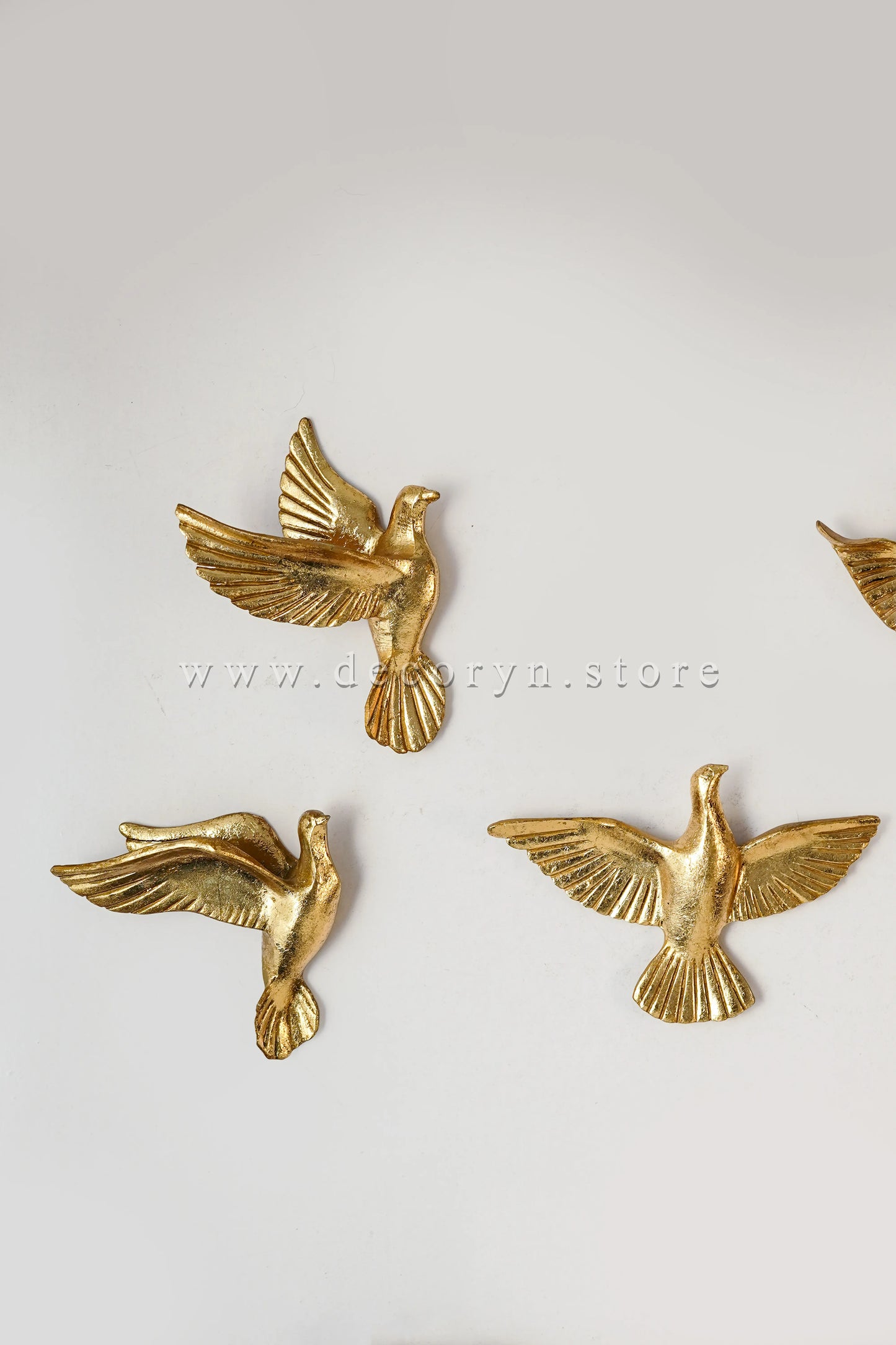Golden Flight Wall Bird Sculptures – Set of 6