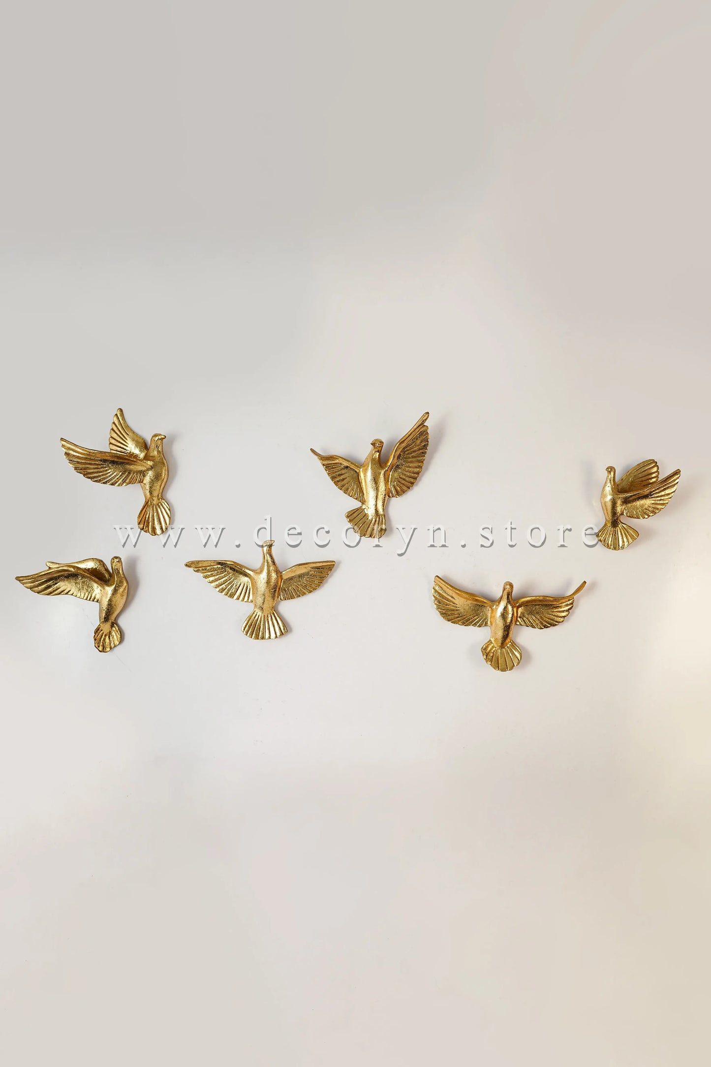 Golden Flight Wall Bird Sculptures – Set of 6