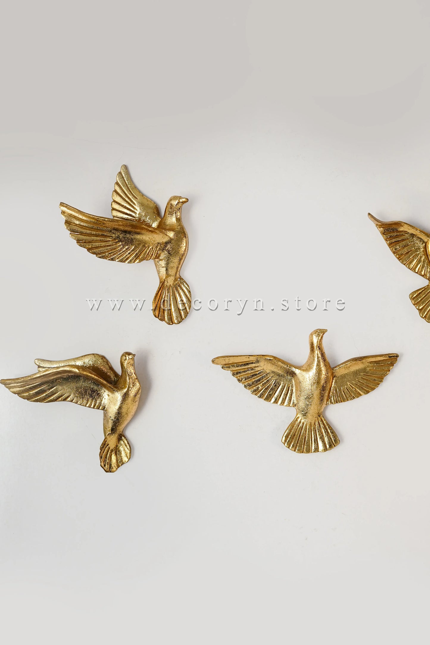 Golden Flight Wall Bird Sculptures – Set of 6