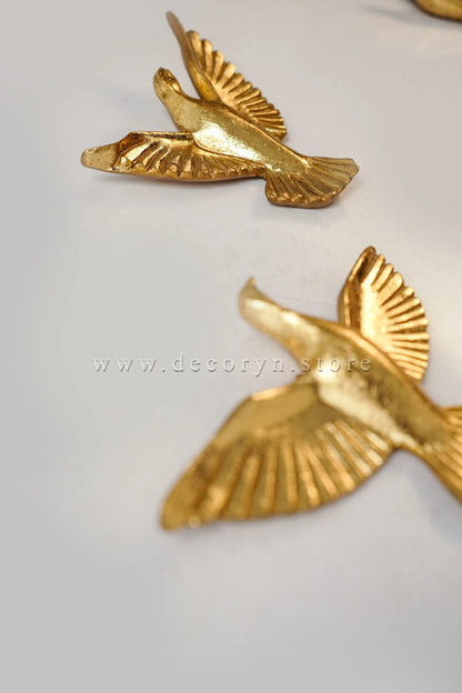 Golden Flight Wall Bird Sculptures – Set of 6