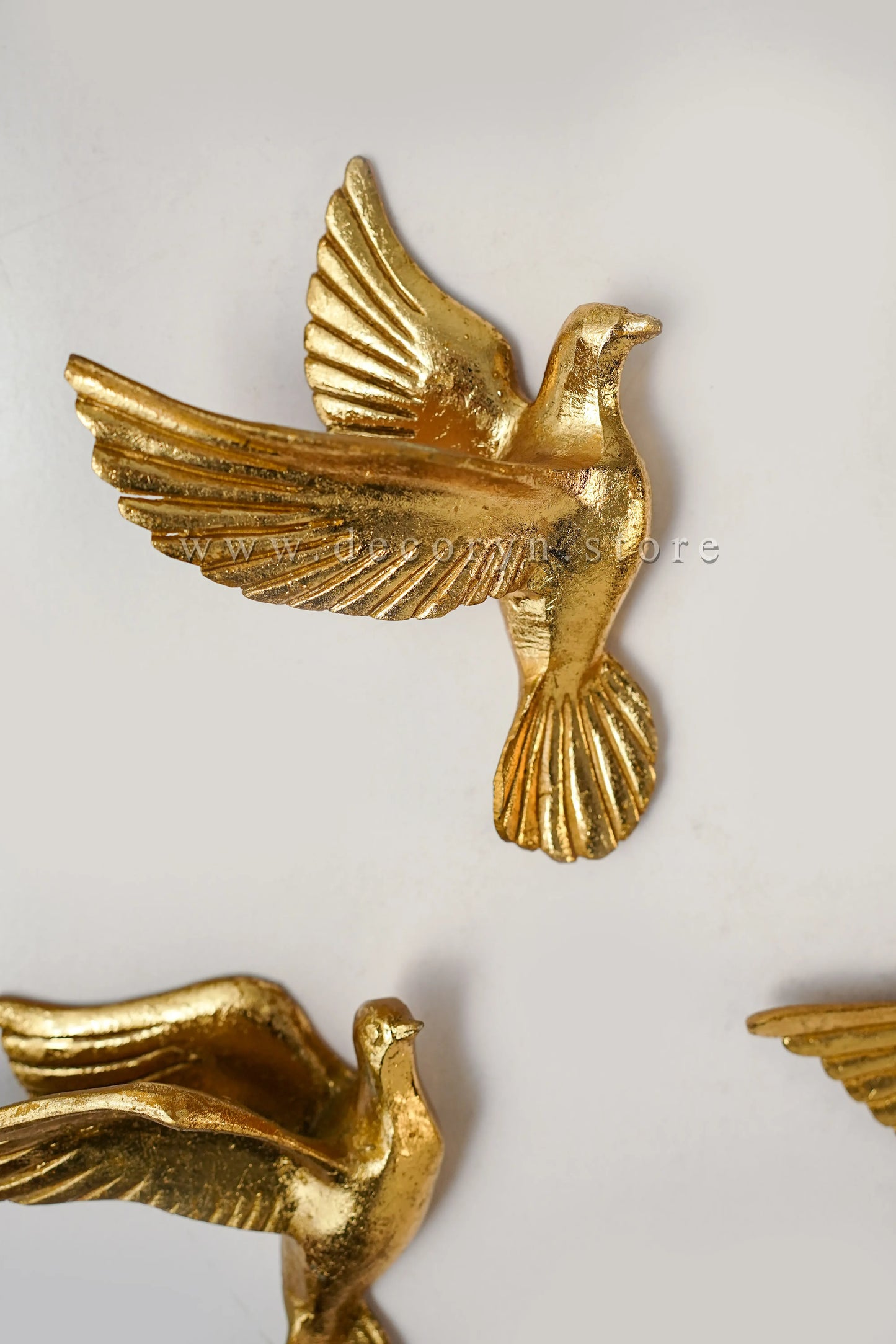 Golden Flight Wall Bird Sculptures – Set of 6