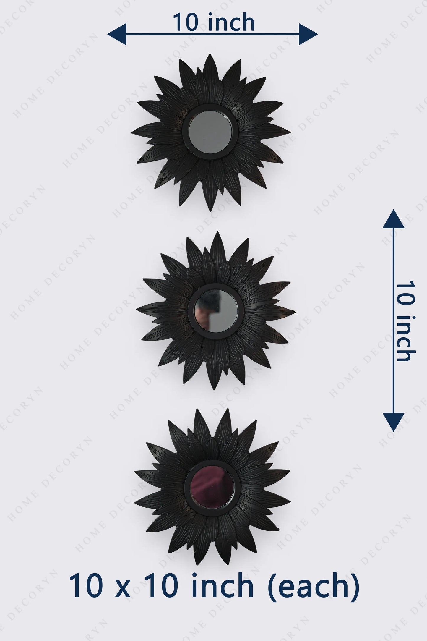 Midnight Bloom Mirror Wall Accent - 3pcs