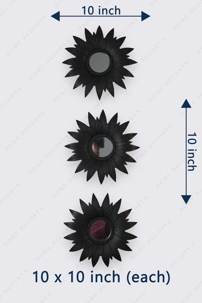 Midnight Bloom Mirror Wall Accent - 3pcs