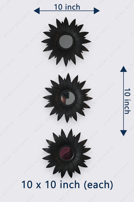 Midnight Bloom Mirror Wall Accent - 3pcs