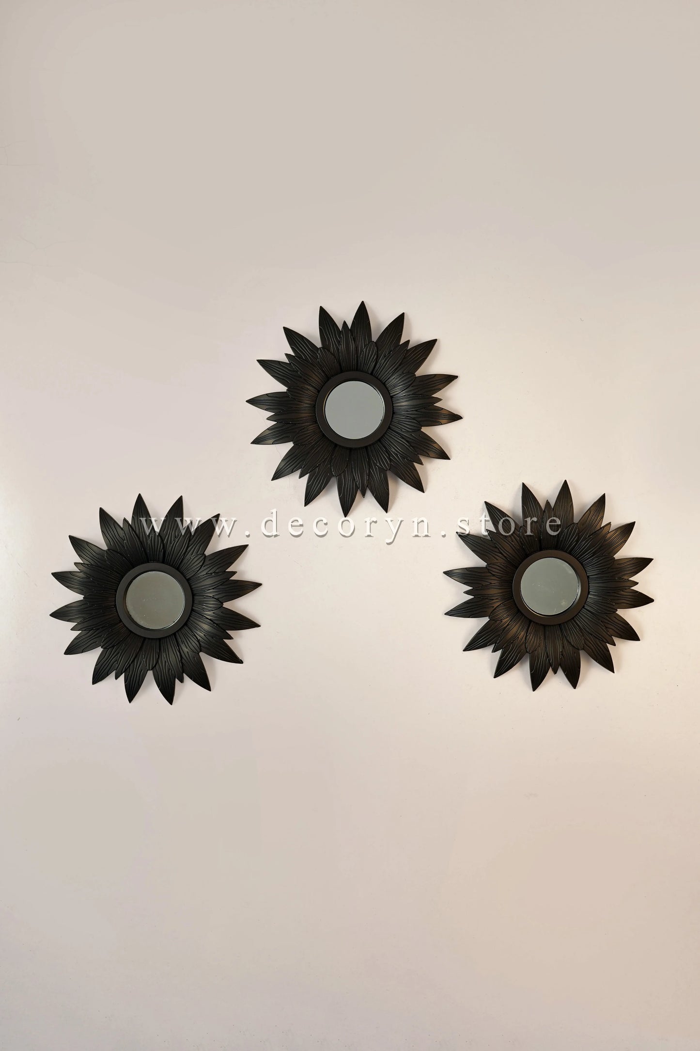 Midnight Bloom Mirror Wall Accent - 3pcs