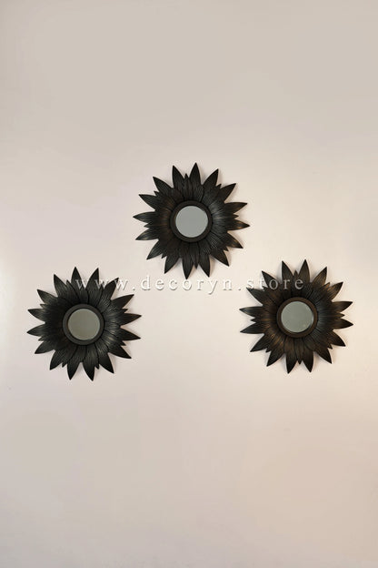 Midnight Bloom Mirror Wall Accent - 3pcs