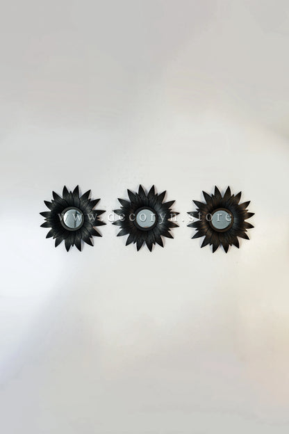 Midnight Bloom Mirror Wall Accent - 3pcs