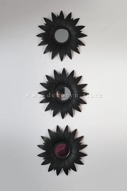 Midnight Bloom Mirror Wall Accent - 3pcs
