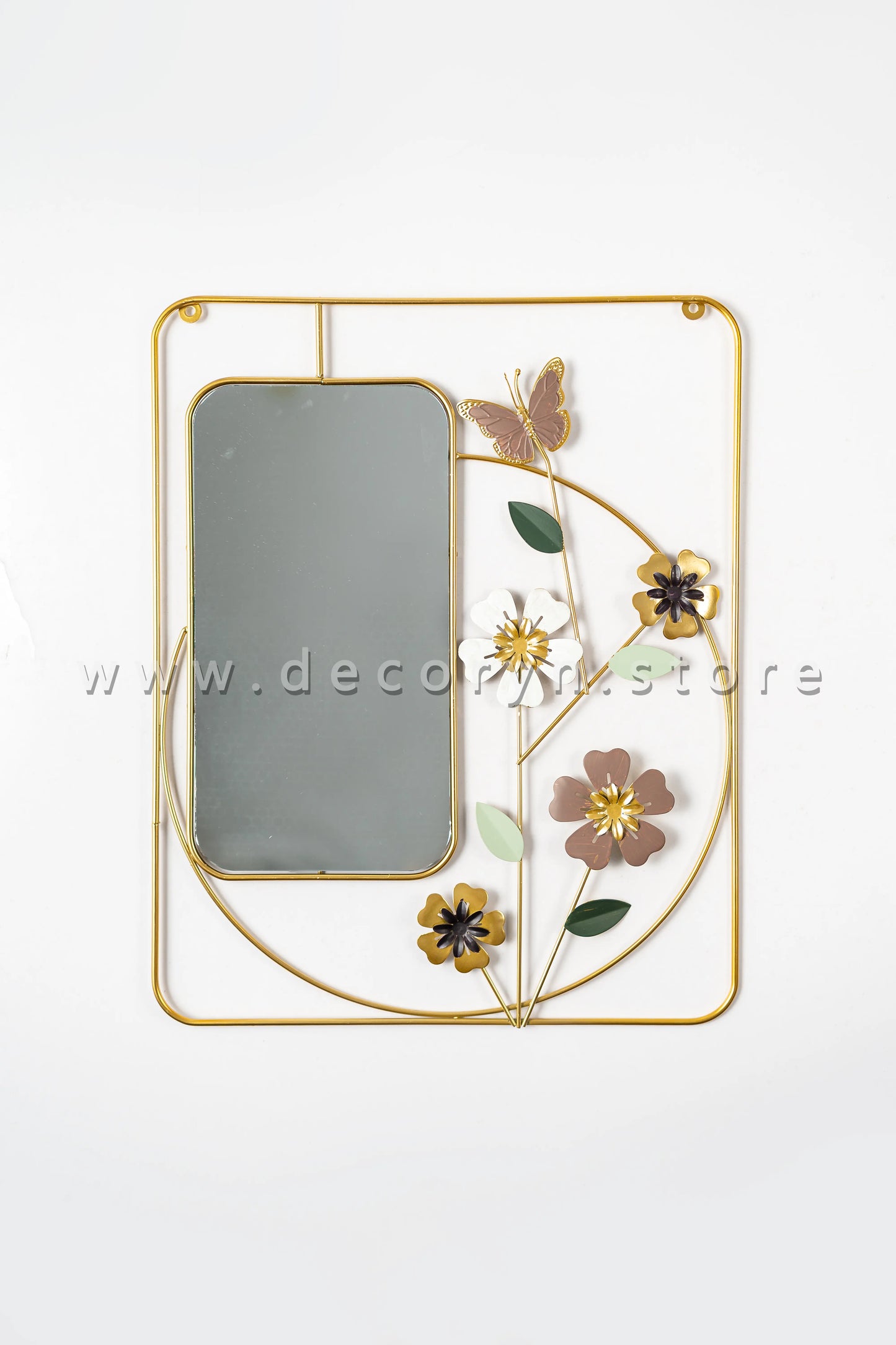 Golden Blossom Mirror Wall Frame