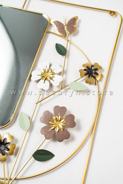 Golden Blossom Mirror Wall Frame