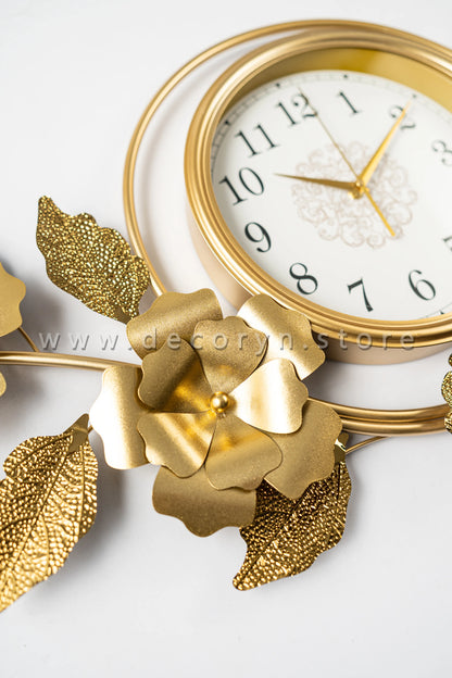 Golden Floral Grand Wall Clock