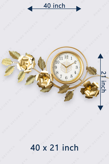 Golden Floral Grand Wall Clock